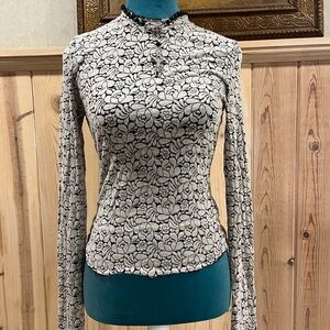 SO Black and Cream Floral Blouse